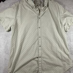 denim and flowers by Ricky sing tan blue polka dots short sleeve size large